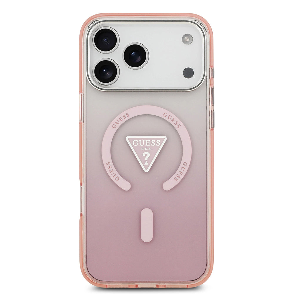 MagSafe Case for Apple iPhone 17 Pro Max, Guess, IML Gradient Triangle Logo, Pink
