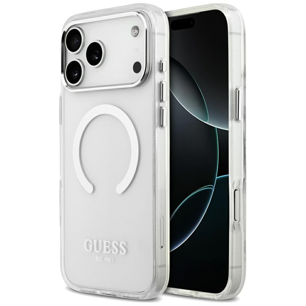 MagSafe Case for Apple iPhone 17 Pro Max, Guess, Metal Outline, Silver