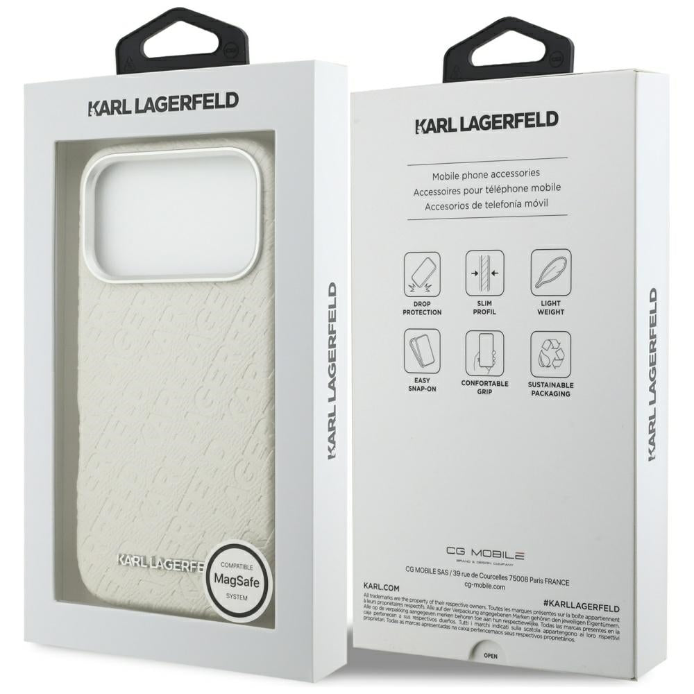 MagSafe Case for Apple iPhone 17 Pro Max, Karl Lagerfeld, FW Stamped Karl, Beige