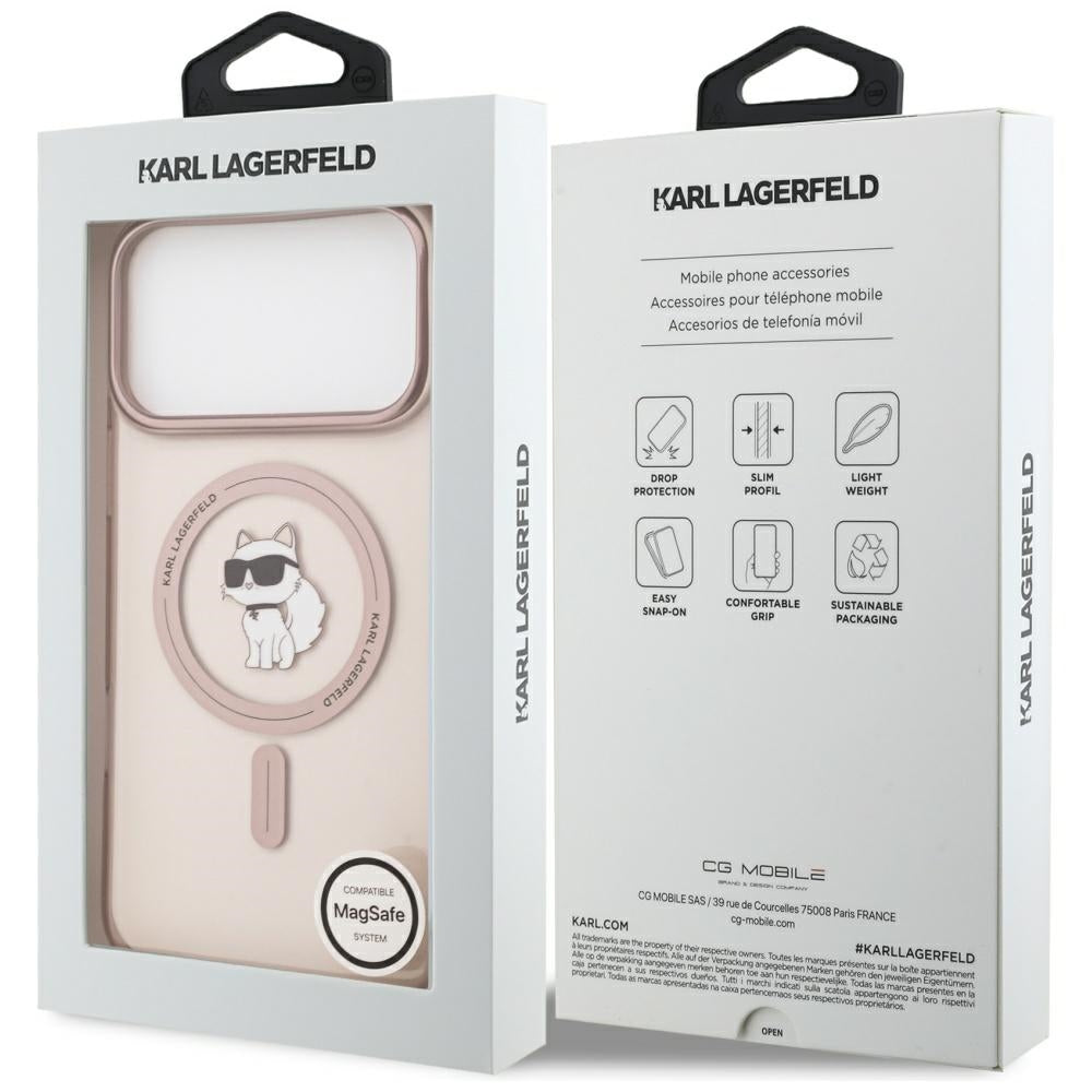 MagSafe Case for Apple iPhone 17 Pro Max, Karl Lagerfeld, IML Choupette, Pink