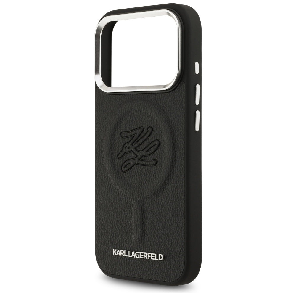 MagSafe Case for Apple iPhone 17 Pro Max, Karl Lagerfeld, Initial & Metal Logo, Black