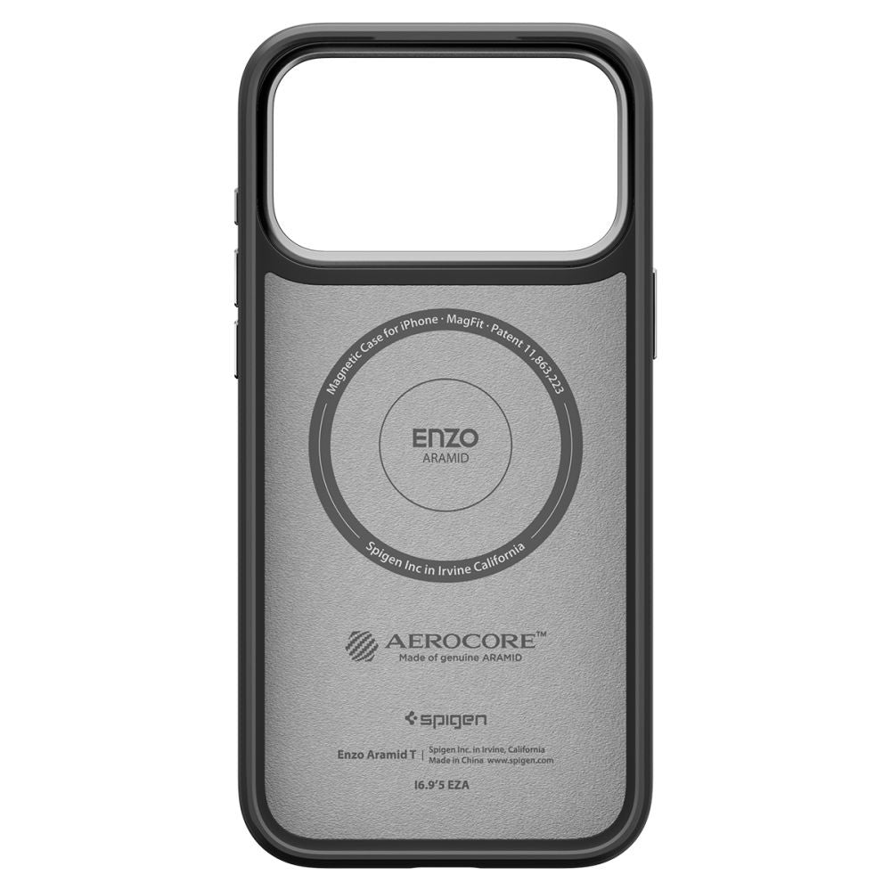 MagSafe Case for Apple iPhone 17 Pro Max, Spigen, Enzo Aramid T, Black Silver