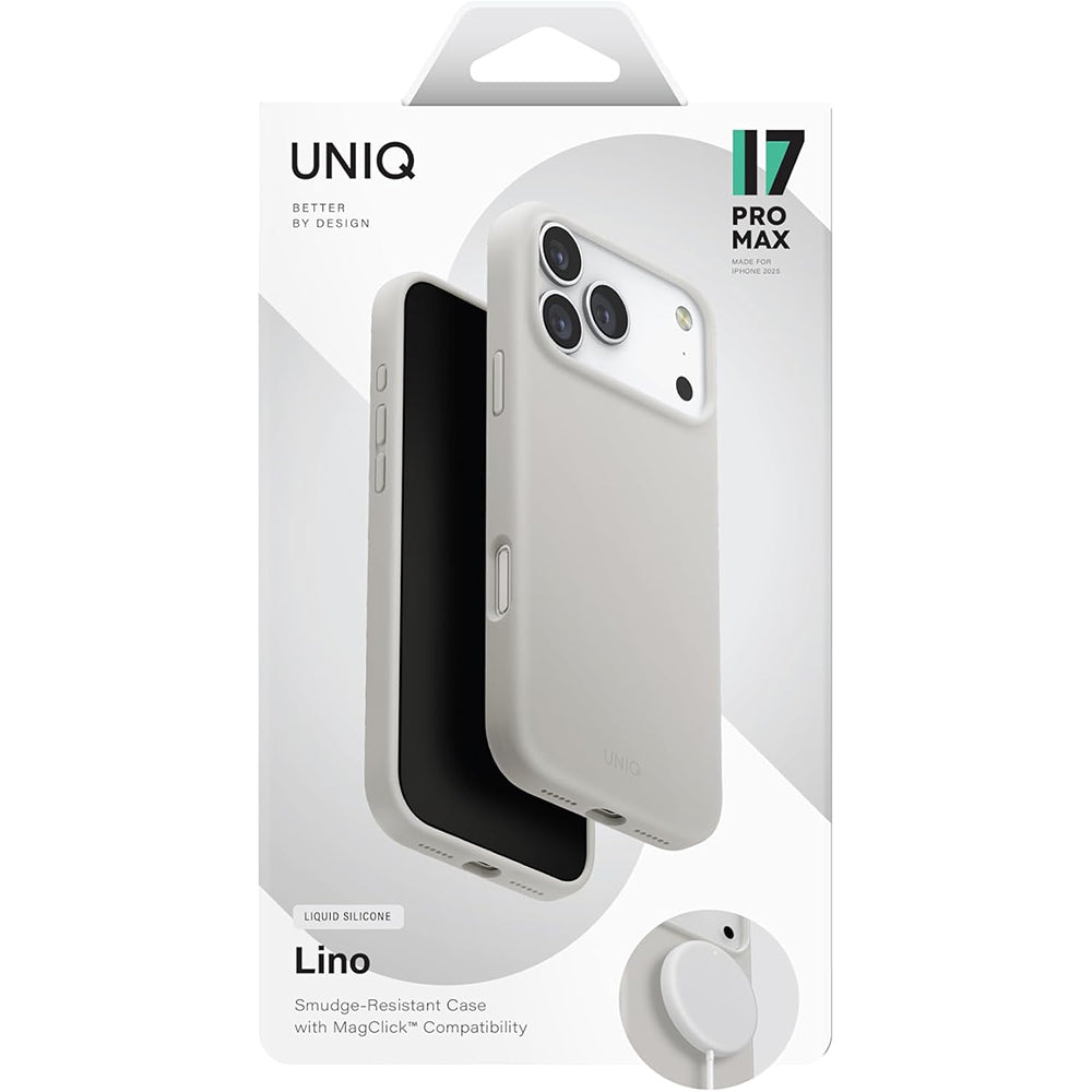 MagSafe Case for Apple iPhone 17 Pro Max, UNIQ, Lino MagClick, Gray