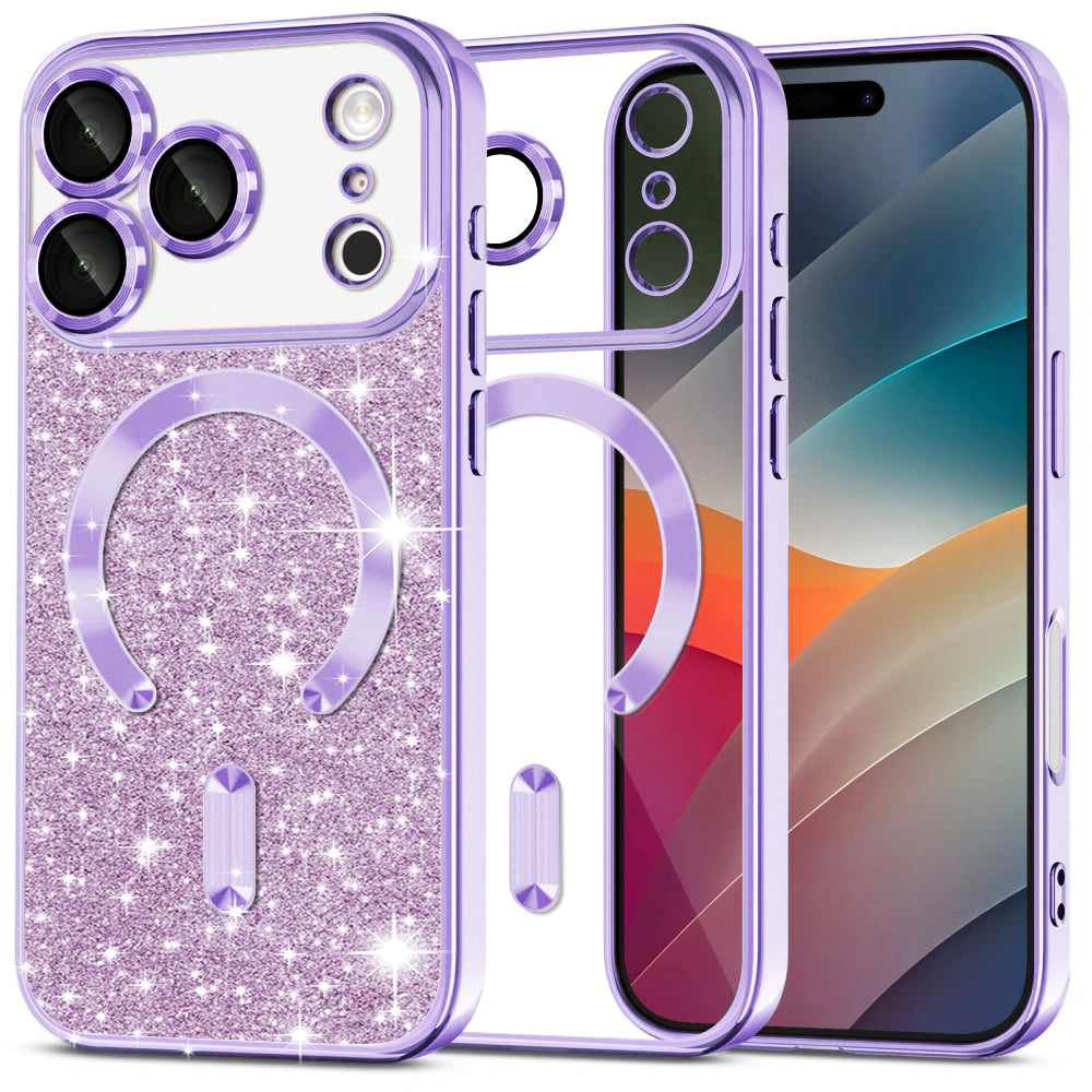 MagSafe Case for Apple iPhone 17 Pro, Techsuit, Luxury Glitter, Light Purple