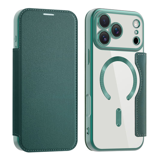 MagSafe Case for Apple iPhone 17 Pro, Techsuit, SmartMag Book, Green