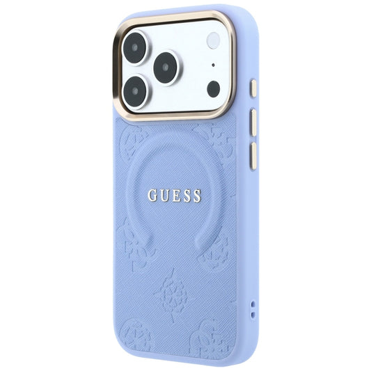 MagSafe Case for Apple iPhone 18 Pro / 17 Pro, Guess, Saffiano Peony Ring, Blue