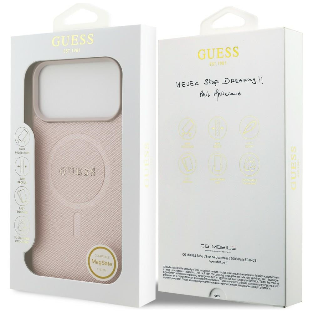 MagSafe Case for Apple iPhone 18 Pro Max / 17 Pro Max, Guess, Saffiano, Pink
