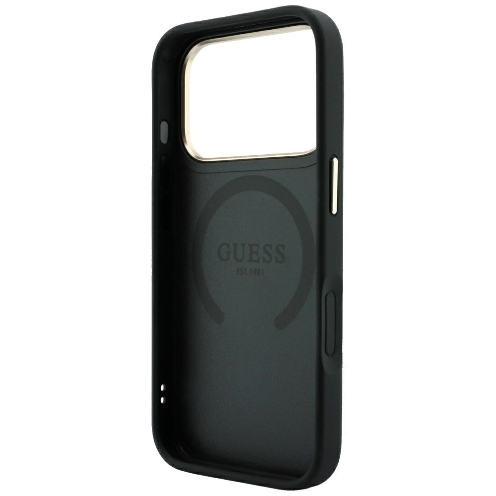 MagSafe Case for Apple iPhone 18 Pro Max / 17 Pro Max, Guess, Stripe Peony 4G, Black