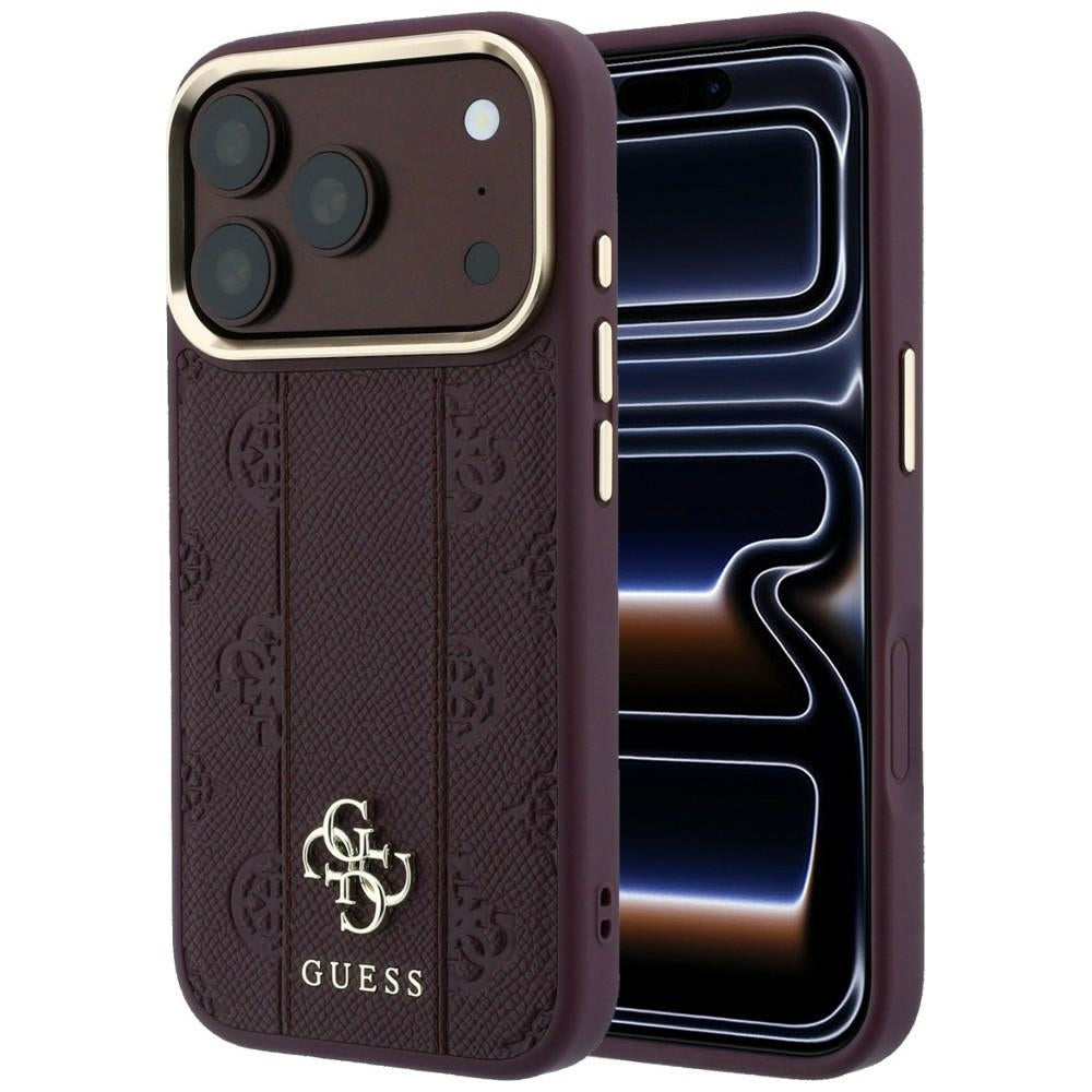 MagSafe Case for Apple iPhone 18 Pro Max / 17 Pro Max, Guess, Stripe Peony 4G, Burgundy