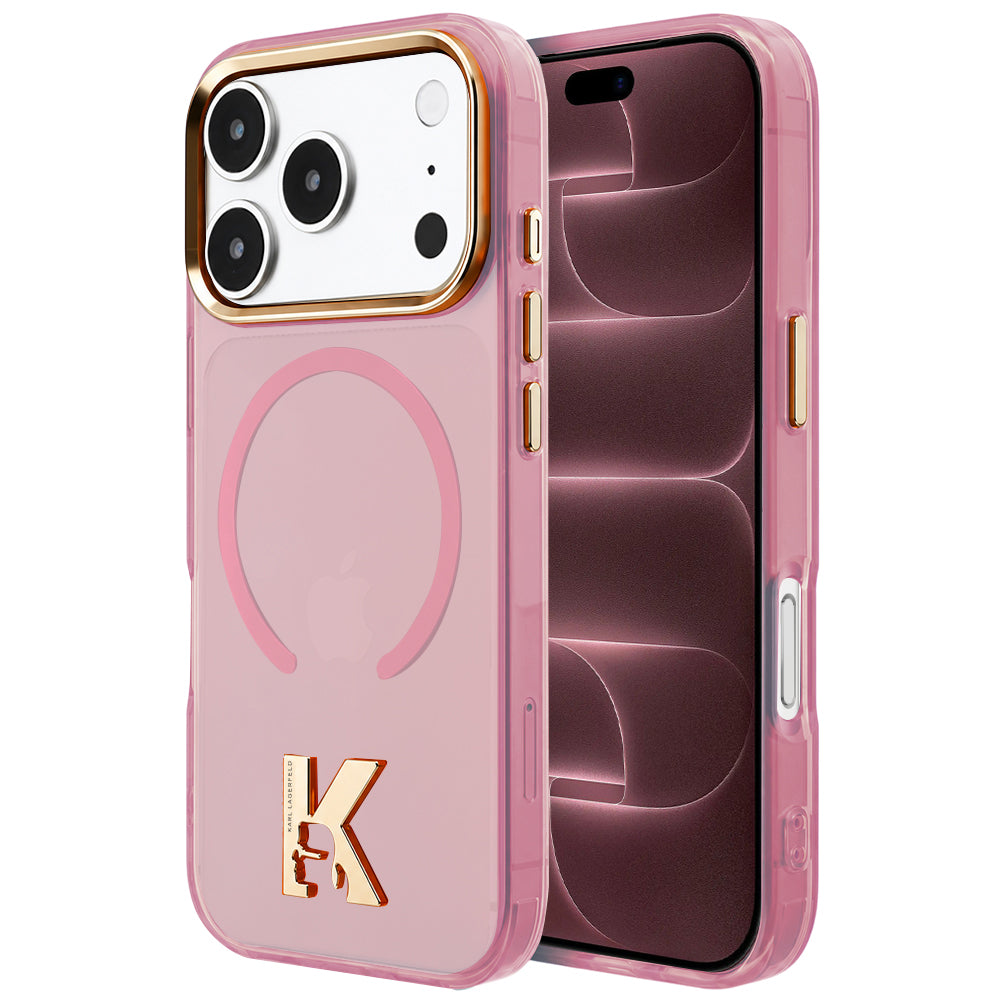 MagSafe Case for Apple iPhone 18 Pro Max / 17 Pro Max, Karl Lagerfeld, IML Karl Head Logo, Pink