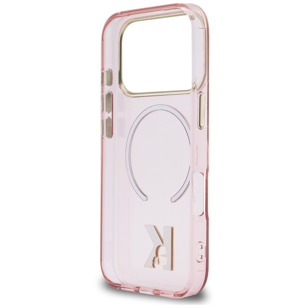 MagSafe Case for Apple iPhone 18 Pro Max / 17 Pro Max, Karl Lagerfeld, IML Karl Head Logo, Pink