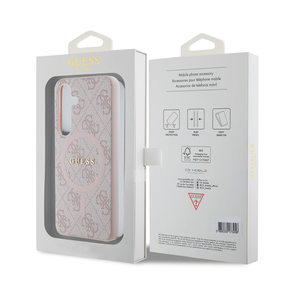 MagSafe Case for Samsung Galaxy S24 S921, Guess, 4G Collection, Pink