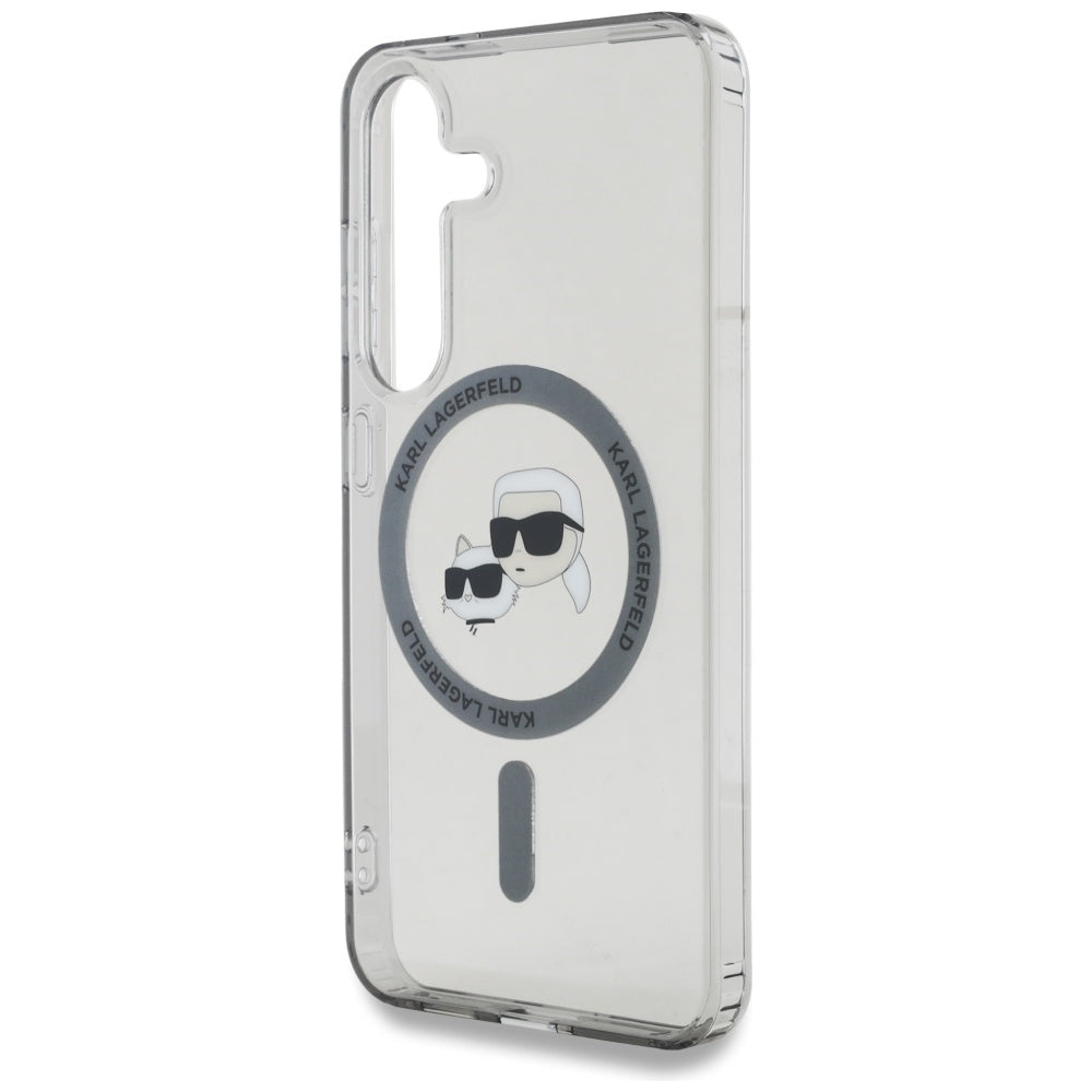 MagSafe Case for Samsung Galaxy S25+ S936, Karl Lagerfeld, IML Metal Karl & Choupette's Heads, Black