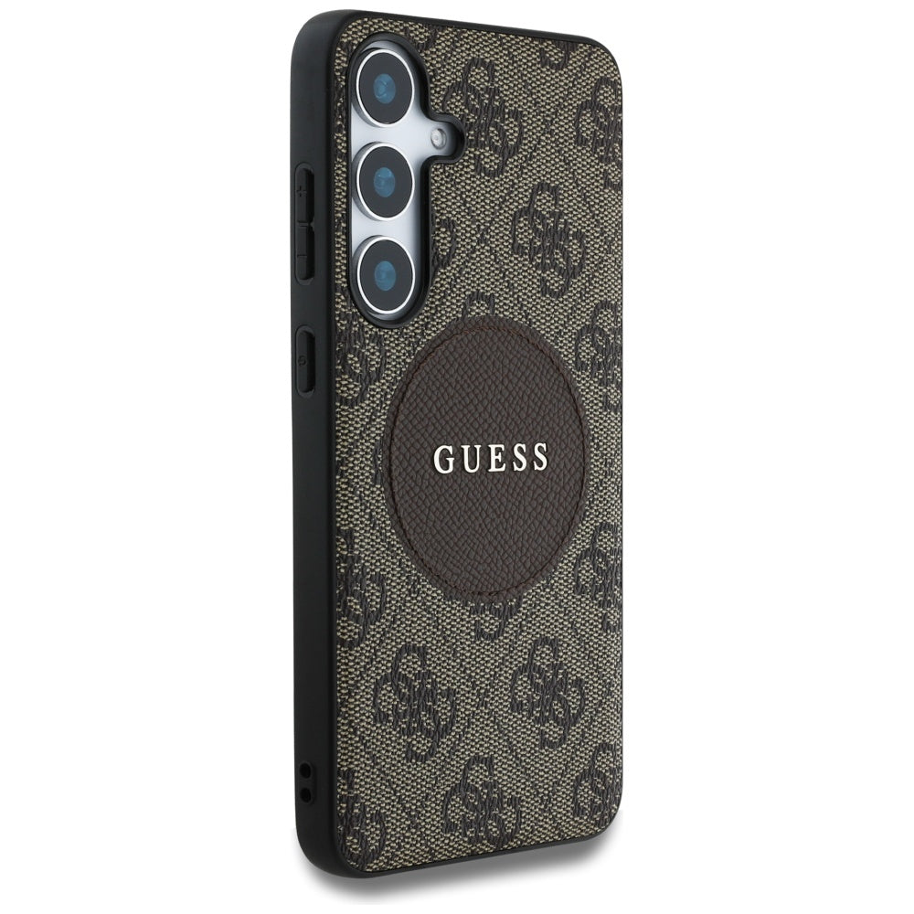 MagSafe Case for Samsung Galaxy S25 S931, Guess, 4G Circle Classic Logo, Brown