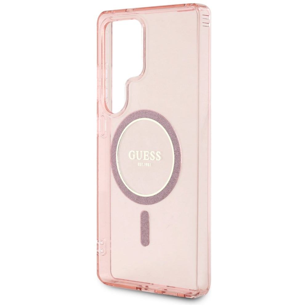 MagSafe Case for Samsung Galaxy S25 Ultra S938, Guess, IML Glitter Circle, Pink