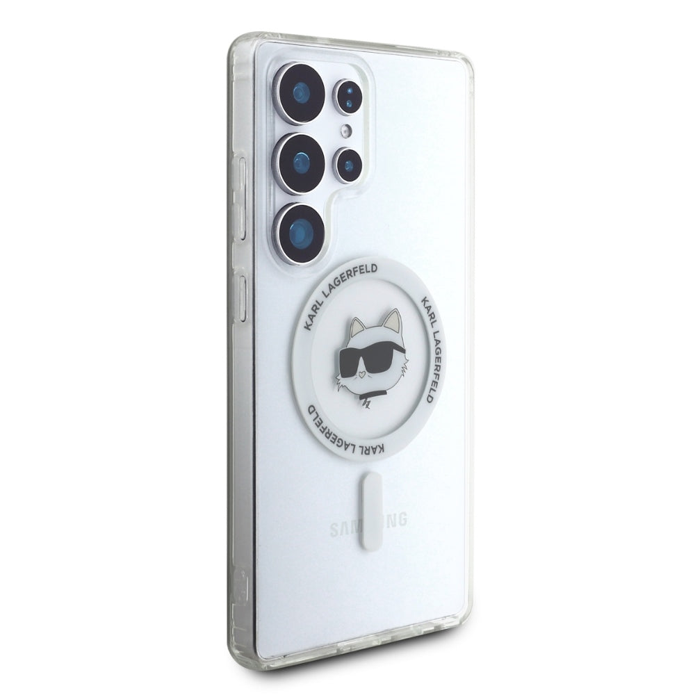 MagSafe Case for Samsung Galaxy S25 Ultra S938, Karl Lagerfeld, IML Choupette's Head, White