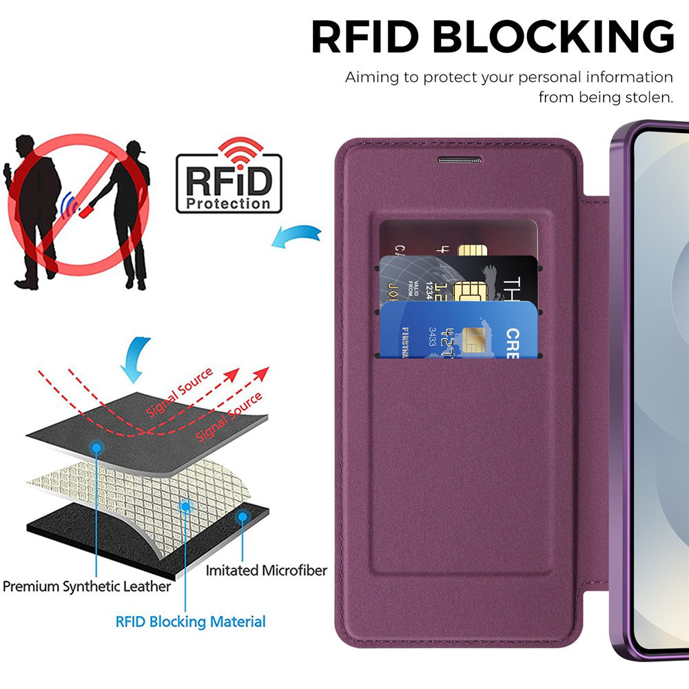 MagSafe Case for Samsung Galaxy S26 S942, Techsuit, SmartMag Book, Purple