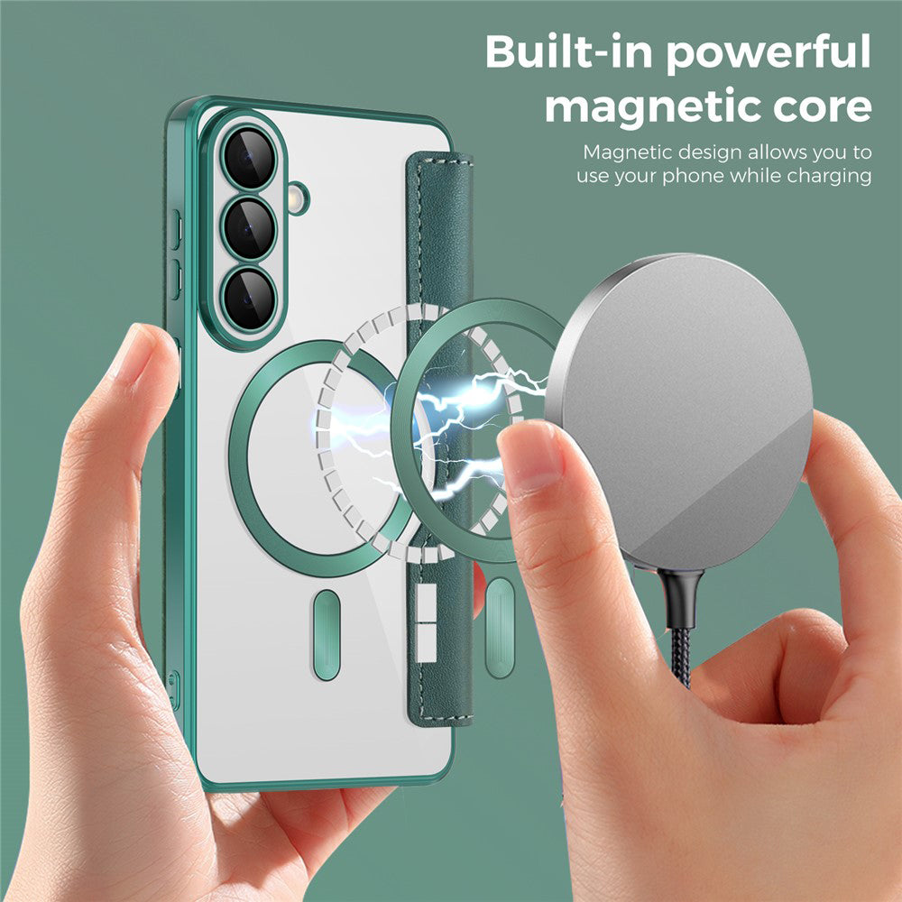 MagSafe Case for Samsung Galaxy S26 S942, Techsuit, SmartMag Book, Green