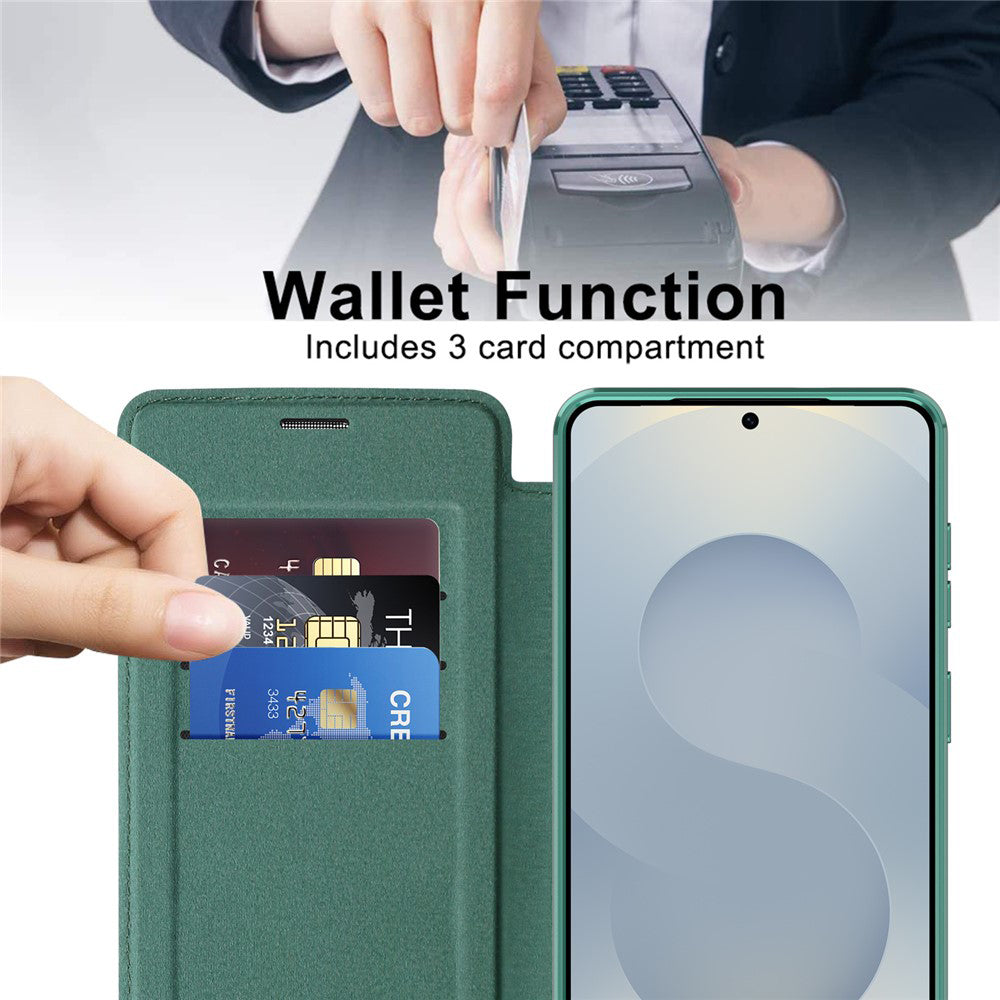 MagSafe Case for Samsung Galaxy S26 S942, Techsuit, SmartMag Book, Green