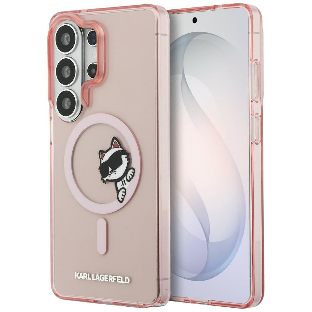 MagSafe Case for Samsung Galaxy S26 Ultra S948, Karl Lagerfeld, IML Choupette Peekaboo Logo, Pink