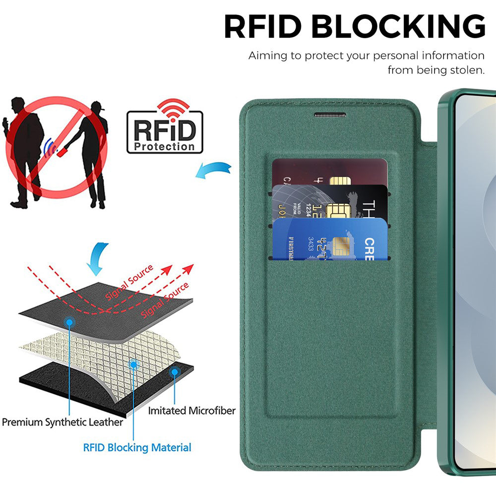 MagSafe Case for Samsung Galaxy S26 Ultra, Techsuit, SmartMag Book, Green