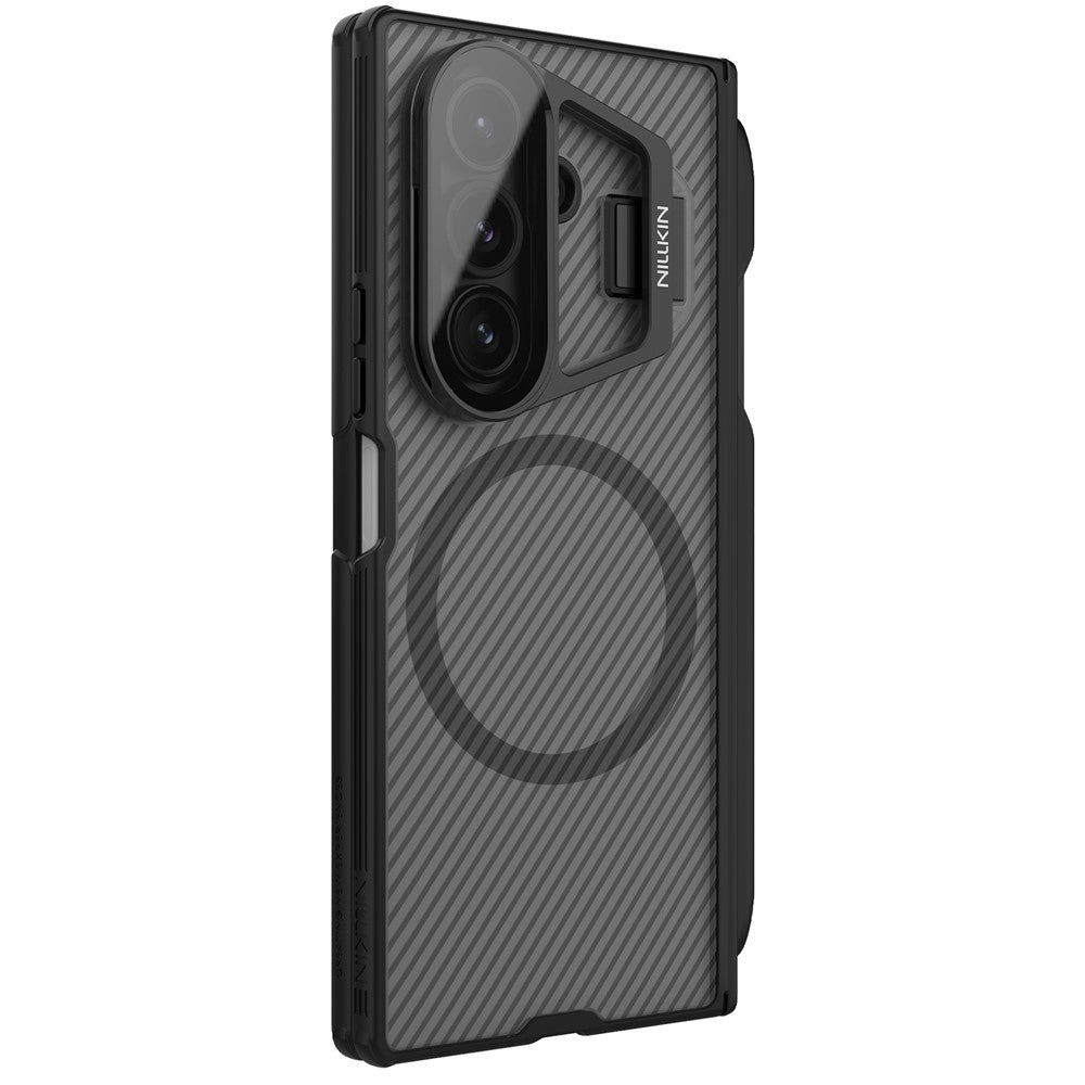 MagSafe Case for Samsung Galaxy Z Fold7 F966, Nillkin, CamShield Prop with Transparent Lens Cover and S-Pen Holder, Transparent Black