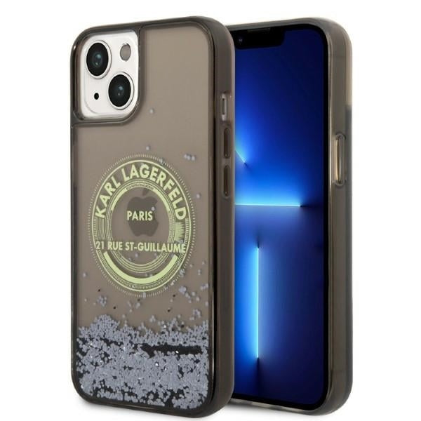 Case for Apple iPhone 14, Karl Lagerfeld, Liquid Glitter RSG, Black
