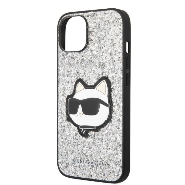 Case for Apple iPhone 14 Plus, Karl Lagerfeld, Glitter Choupette Patch, Silver