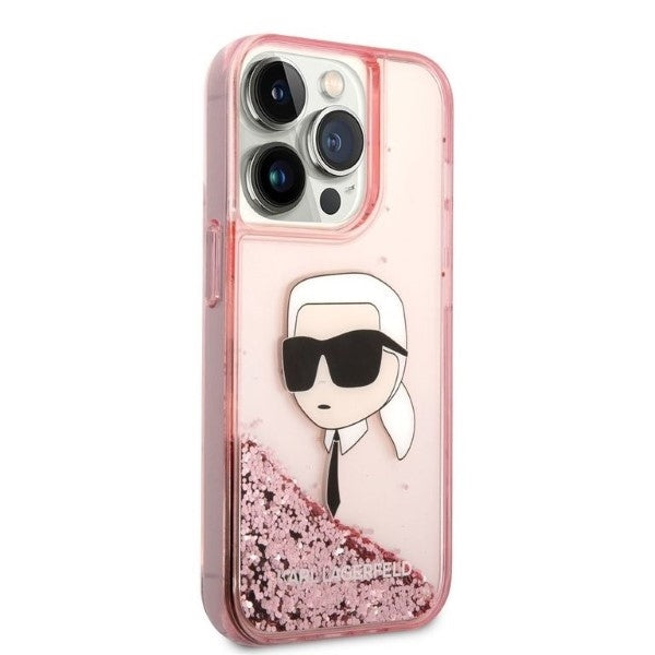 Case for Apple iPhone 14 Pro Max, Karl Lagerfeld, Glitter Karl's Head, Pink