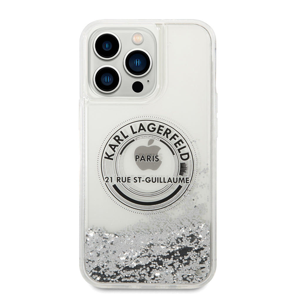 Case for Apple iPhone 14 Pro Max, Karl Lagerfeld, Liquid Glitter RSG, Silver