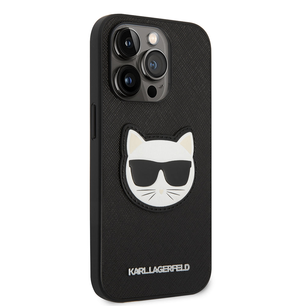 Case for Apple iPhone 14 Pro Max, Karl Lagerfeld, Saffiano Choupette's Head, Black