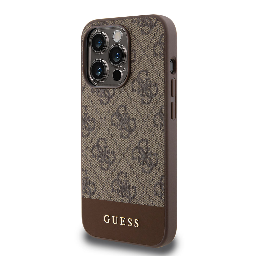 Case for Apple iPhone 15 Pro, Guess, 4G Stripe, Brown