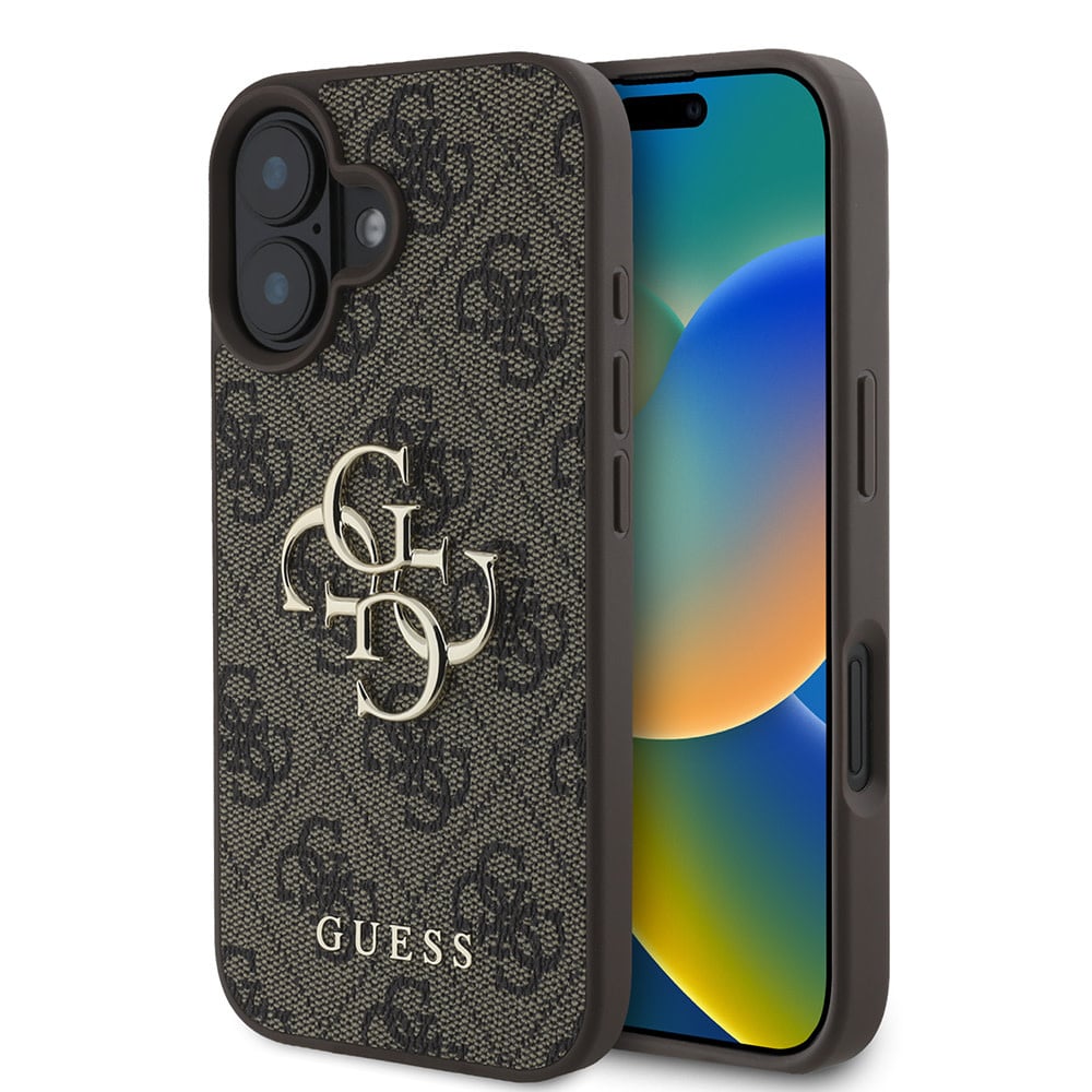 Case for Apple iPhone 16, Guess, 4G Big Logo, Brown