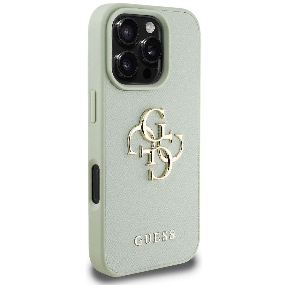 Case for Apple iPhone 16 Pro Max, Guess, Grained Big 4G Logo Small Classic Logo, Green