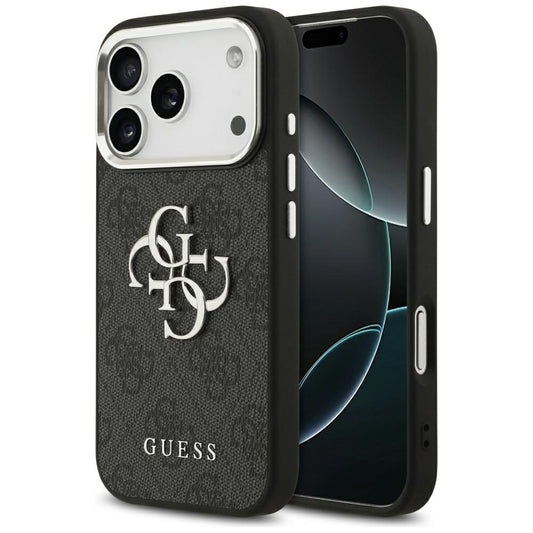 Case for Apple iPhone 17 Pro, Guess, Big 4G Logo Classic, Black Silver