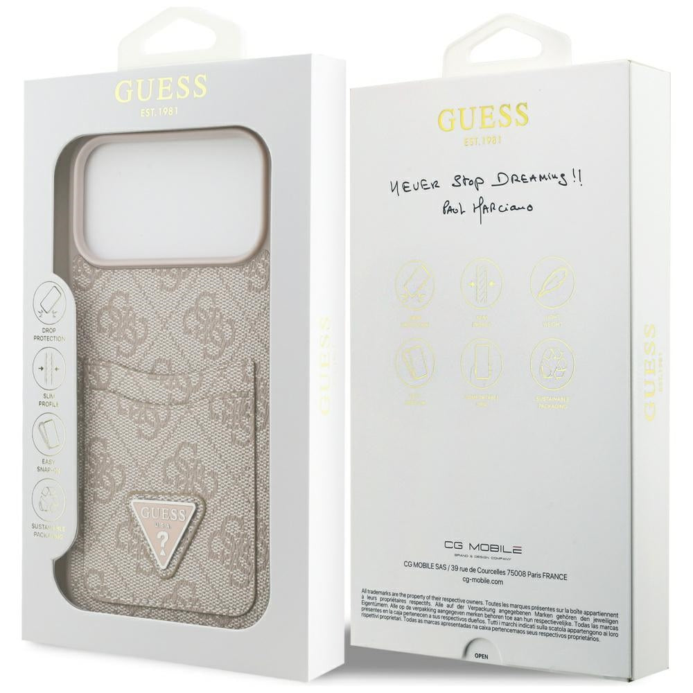 Case for Apple iPhone 17 Pro Max, Guess, 4G Double Card Triangle, Pink