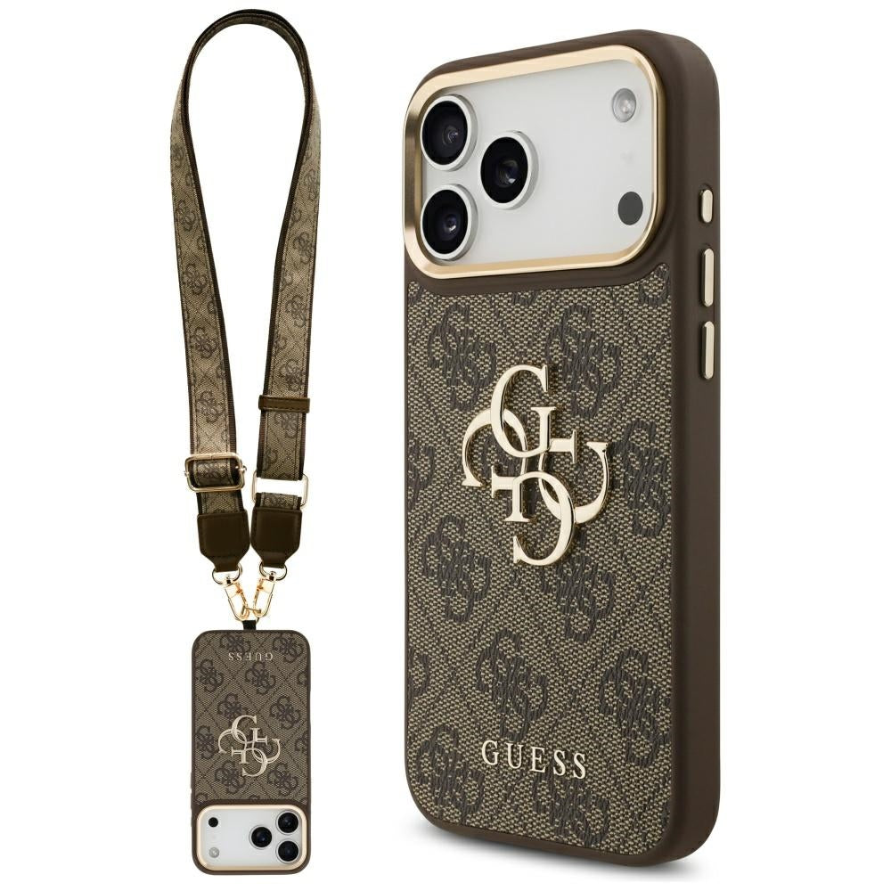 Case for Apple iPhone 17 Pro Max, Guess, Big 4G Classic Logo with Big Strap, Brown