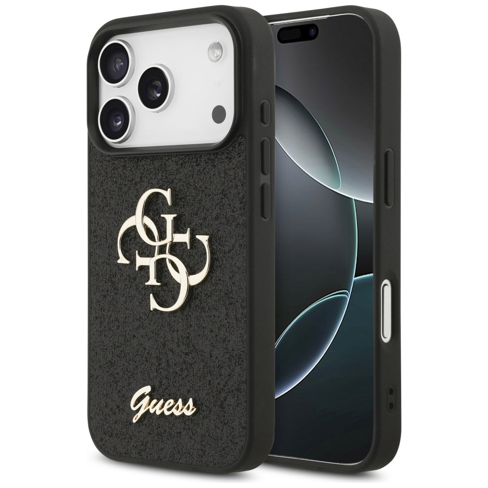 Case for Apple iPhone 17 Pro Max, Guess, Fixed Glitter Big 4G, Black