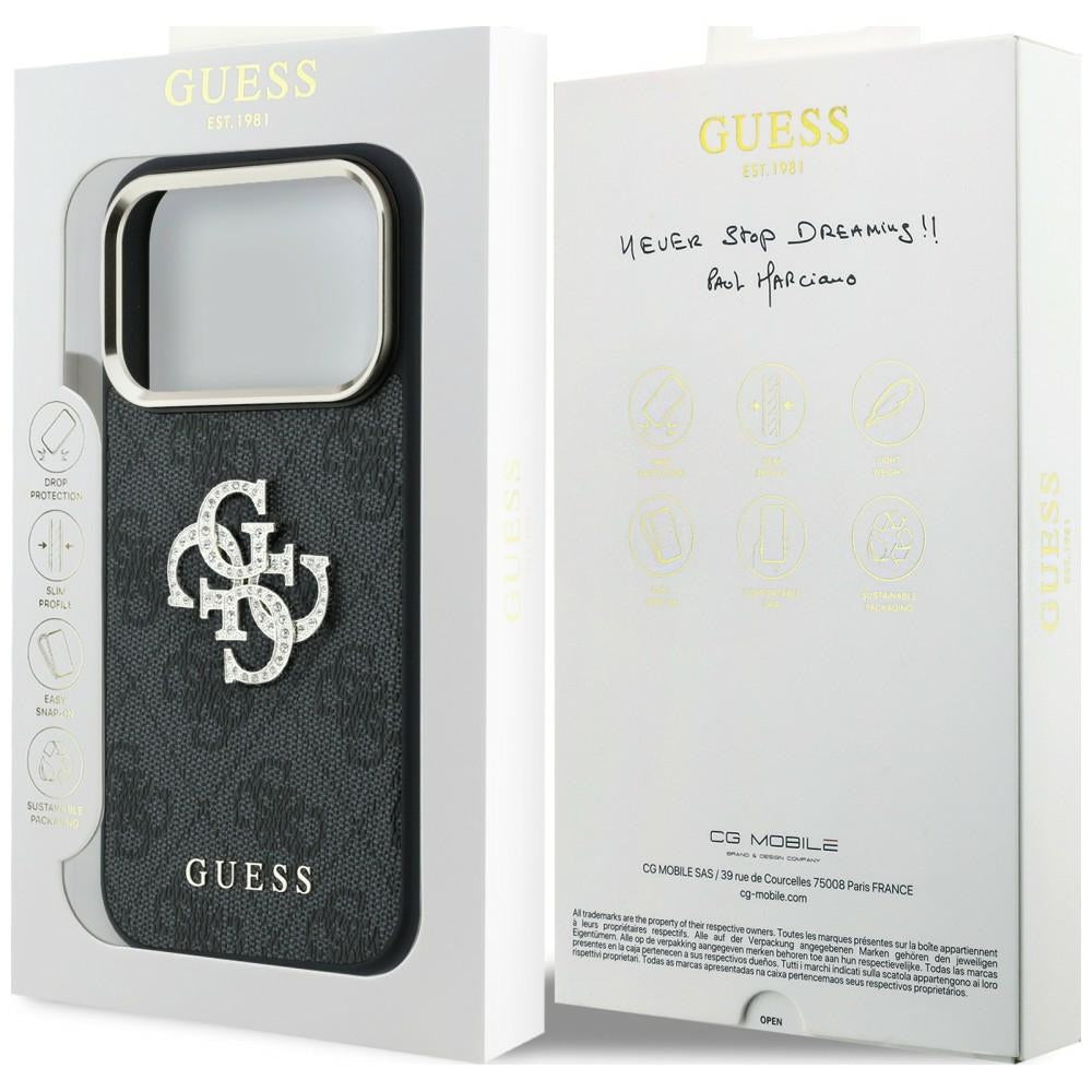 Case for Apple iPhone 18 Pro / 17 Pro, Guess, 4G Big Strass Logo, Black