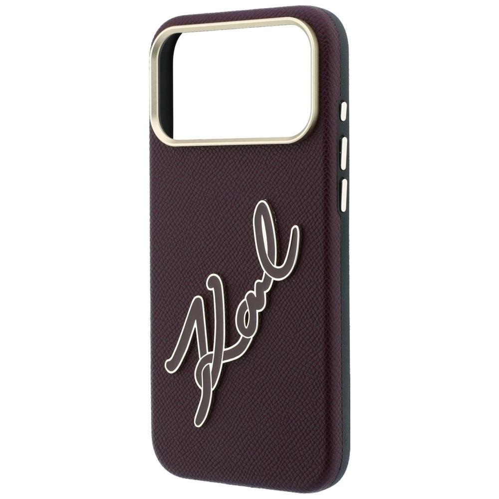 Case for Apple iPhone 18 Pro Max / 17 Pro Max, Karl Lagerfeld, Smooth Big Resin Signature Logo, Burgundy