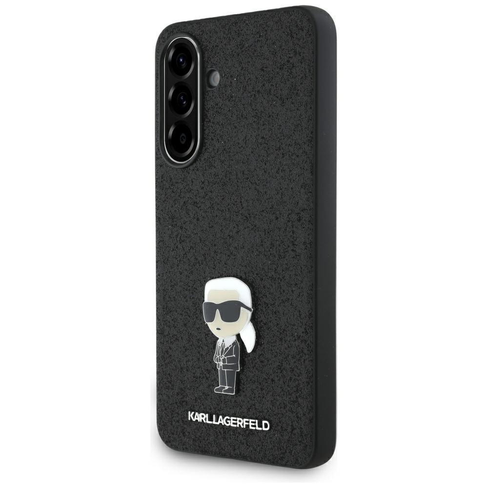 Case for Samsung Galaxy A36 A366, Karl Lagerfeld, Glitter Fixed Ikonik Karl, Black