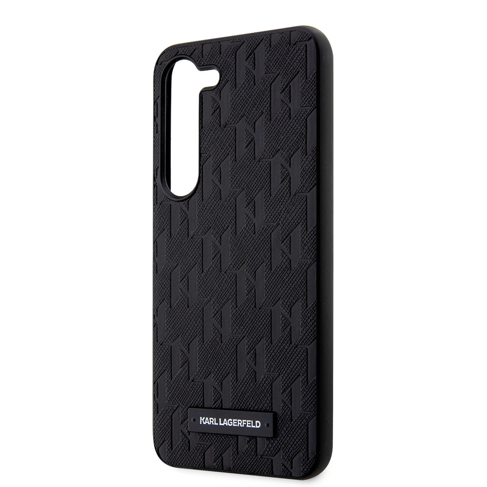 Case for Samsung Galaxy S23+ S916, Karl Lagerfeld, Saffiano Monogram Metal Logo, Black