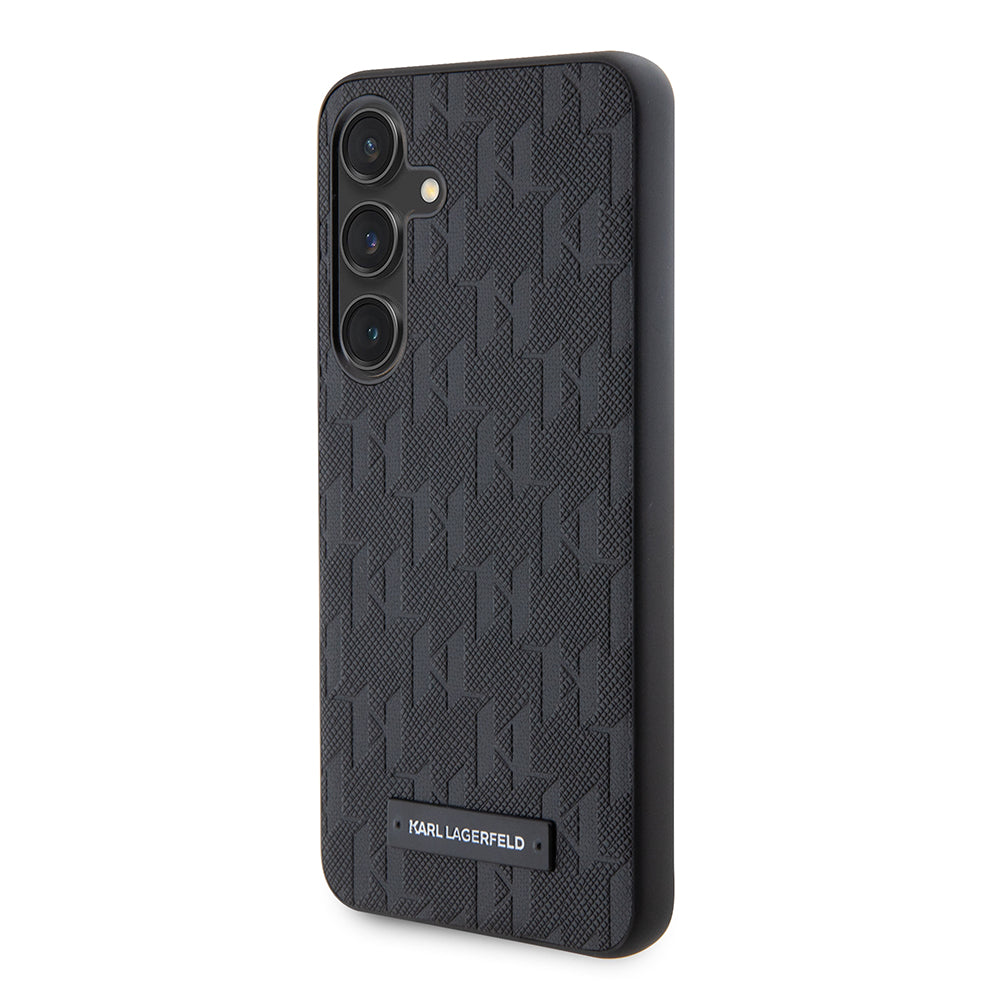 Case for Samsung Galaxy S24 S921, Karl Lagerfeld, Saffiano Mono Metal Logo, Black