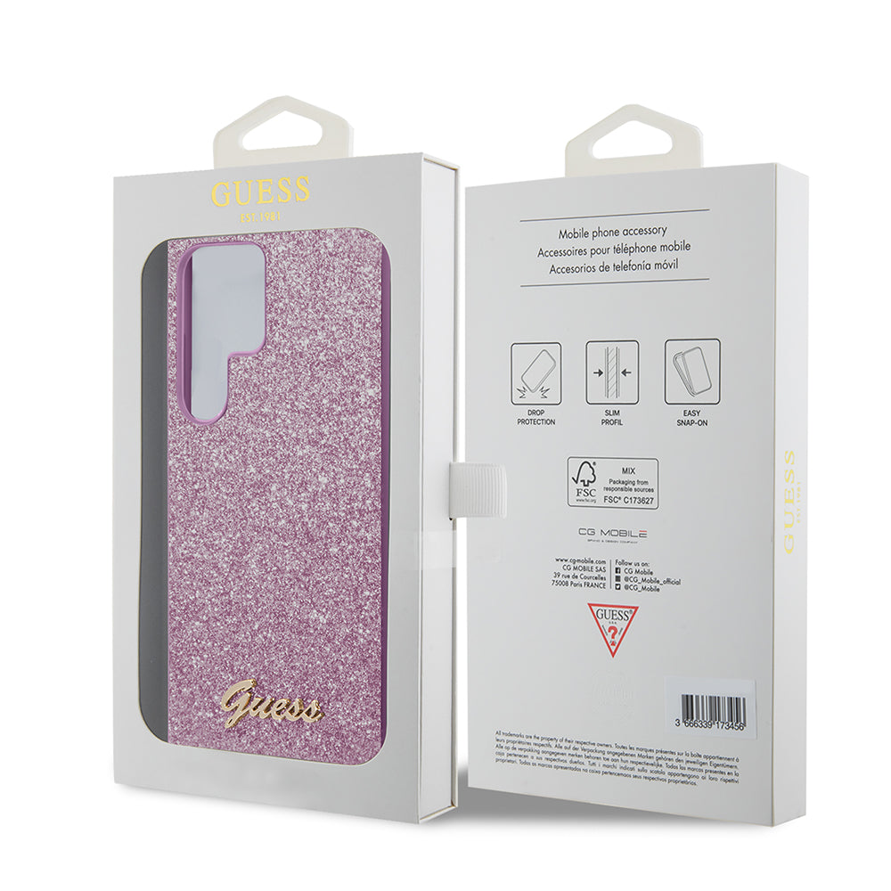 Case for Samsung Galaxy S24 Ultra S928, Guess, Glitter Script, Black