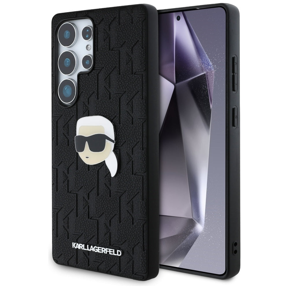 Case for Samsung Galaxy S25 Ultra S938, Karl Lagerfeld, Monogram Karl's Head, Black