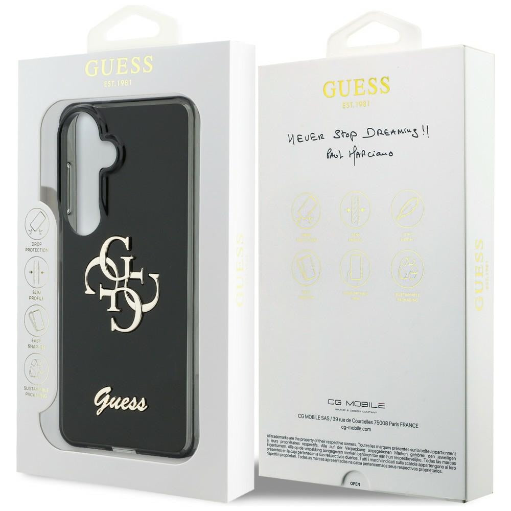 Case for Samsung Galaxy S26 S942, Guess, IML Big Metal 4G Script, Black
