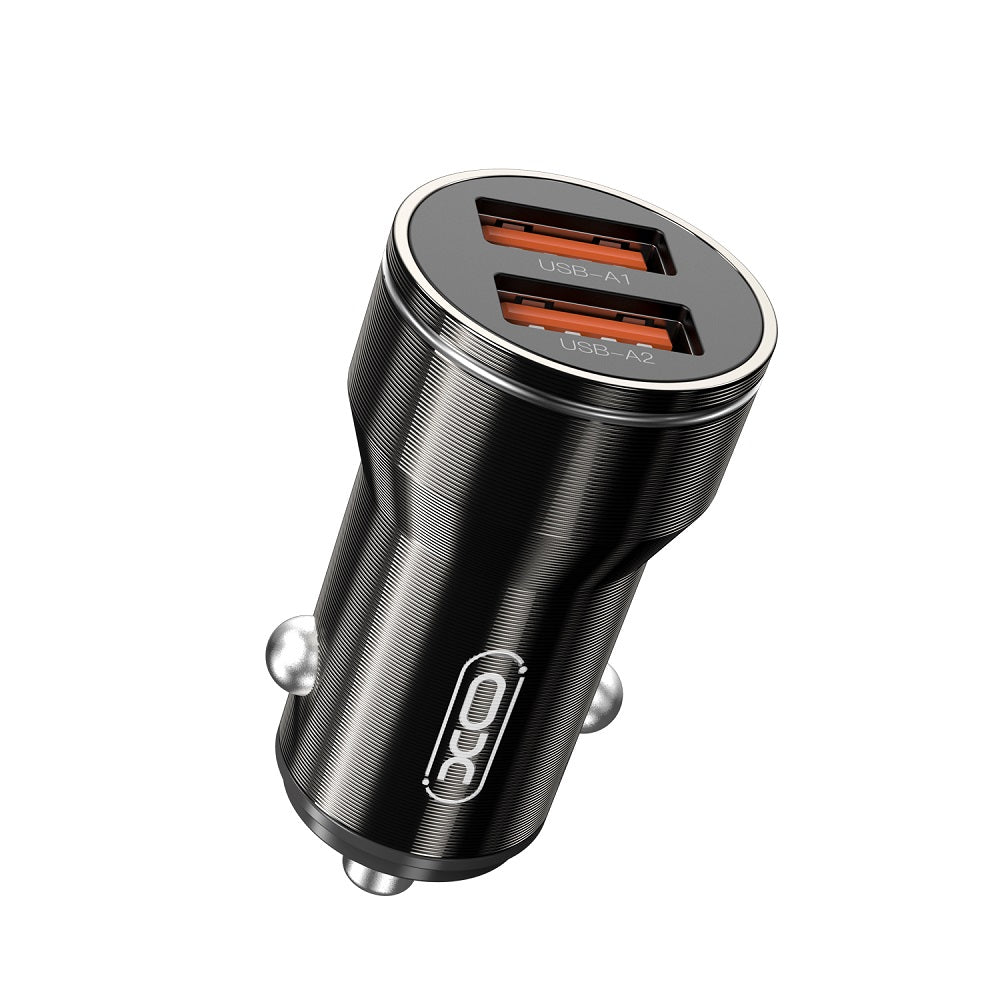 Car Charger with USB-C Cable XO Design CC48, 12W, 2.4A, 2 x USB-A, Grey