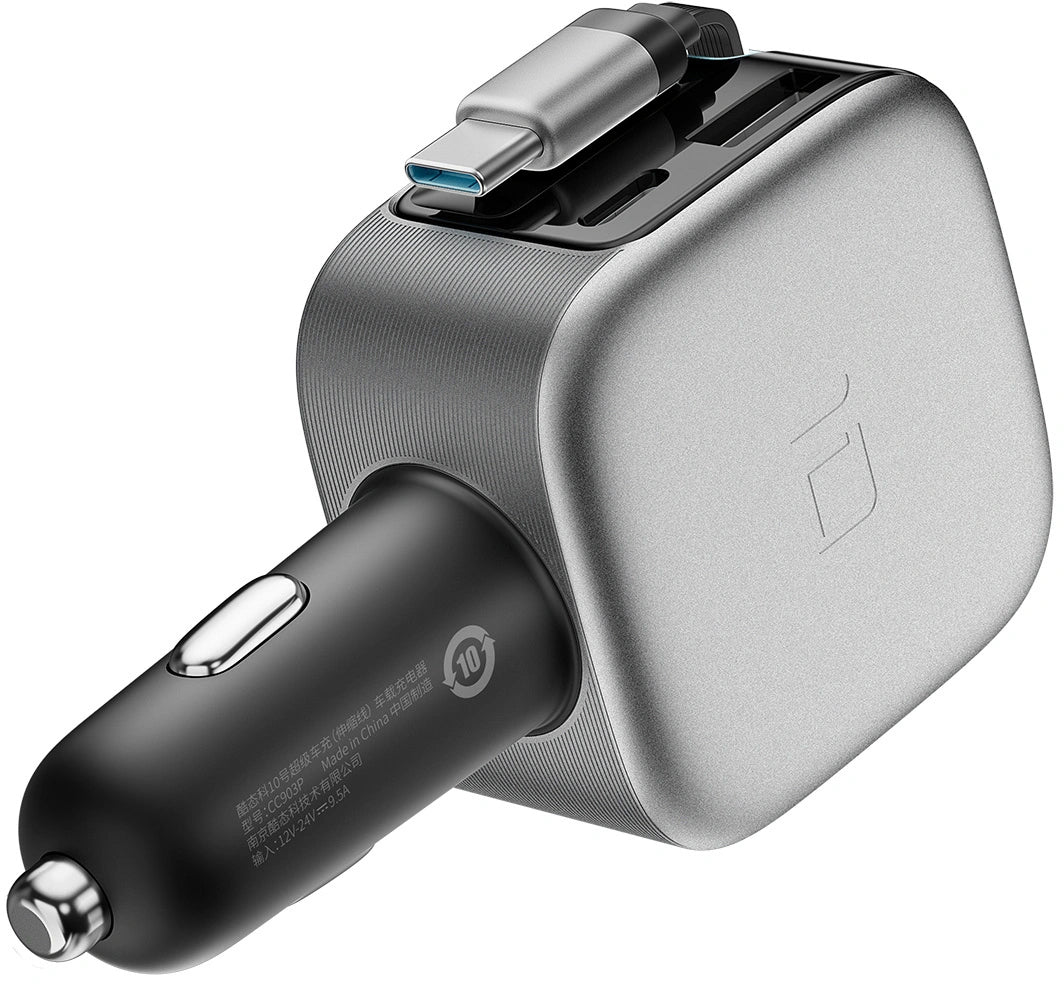 Car Charger With USB-C Cable Cuktech CC903P Display, 100W, 5A, 1 x USB-A - 1 x USB-C, Gray