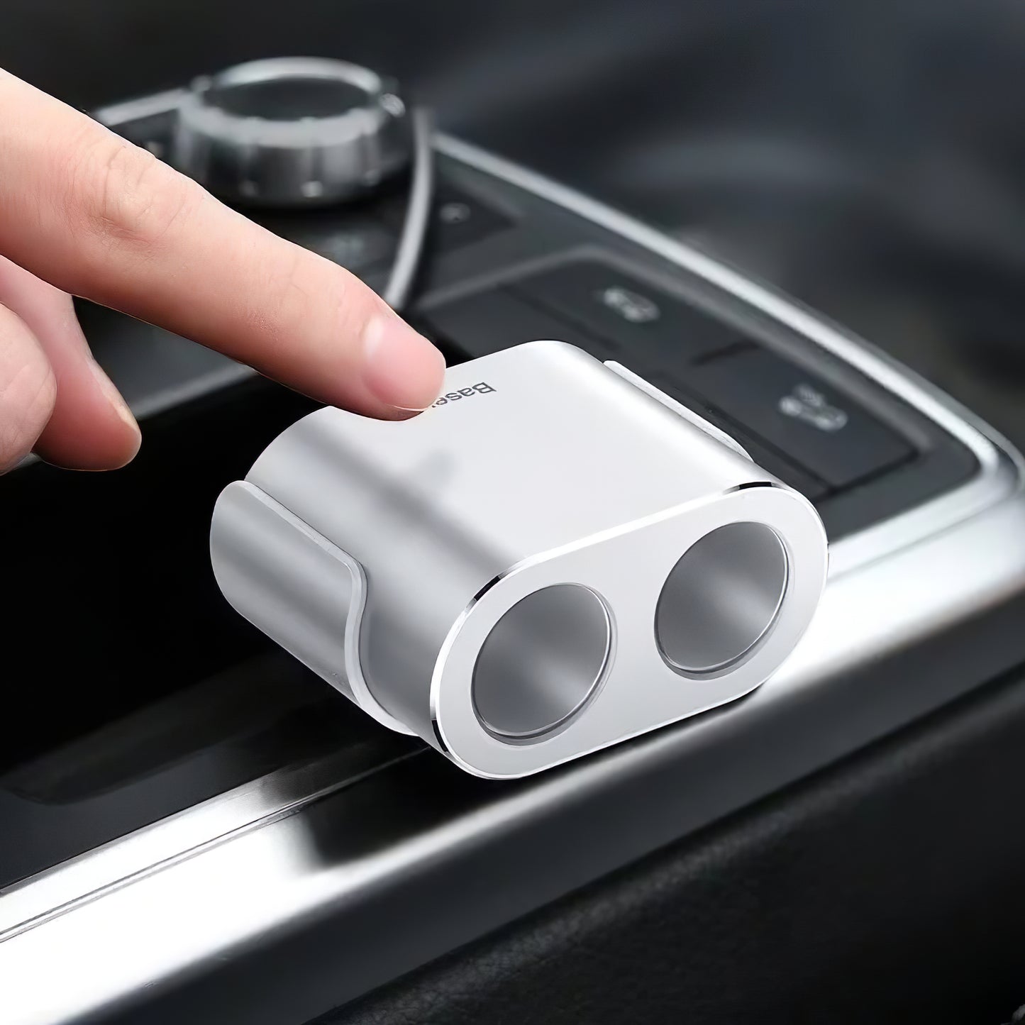 Baseus High Efficiency Car Charger, 95W, 2.1A, 2 x Cigarette Lighter Extension - 2 x USB-A, Silver CRDYQ-0S CRDYQ-0S