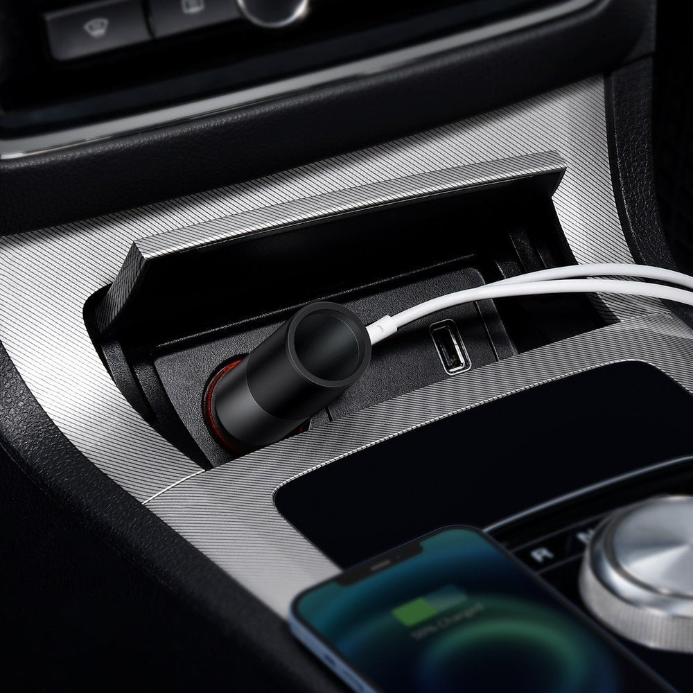Baseus Share Together Car Charger, 120W, 3A, 1 x USB-A - 1 x USB-C - 1 x Cigarette Lighter Extension, Gray CCBT-C0G